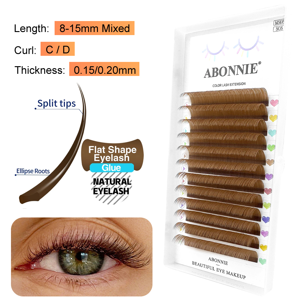 ABONNIE Brown Ellipse Flat Eye - огляд і ціна Eyelash Extension Human Hair
